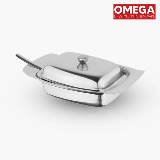 OMEGA Stainless Steel Butter Dish with Butter Knife