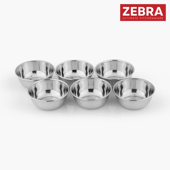 ZEBRA Set of 6 Stainless Steel Katori - 140ml