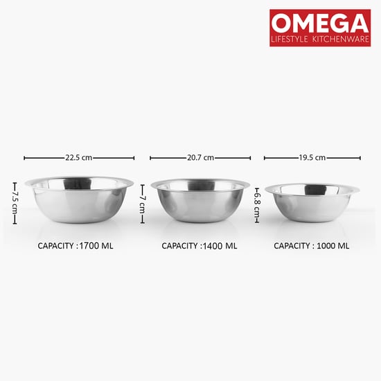 OMEGA Harmony Set of 3 Stainless Steel Serving Bowls