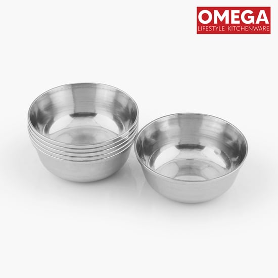 OMEGA Set of 6 Stainless Steel Katori - 140ml