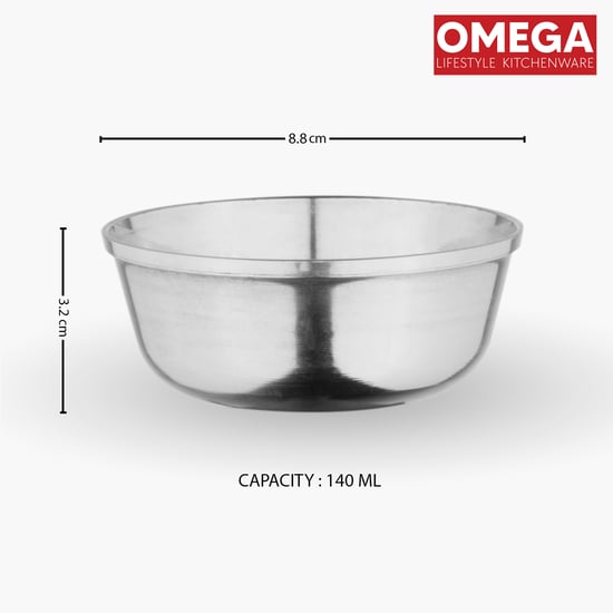 OMEGA Set of 6 Stainless Steel Katori - 140ml