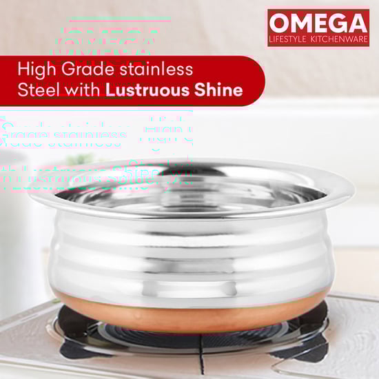 OMEGA Oster 2Pcs Stainless Steel Copper Bottom Cookware Set