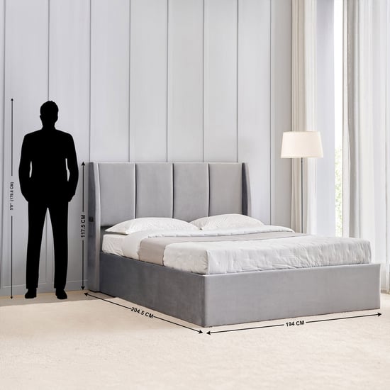 Helios Bravo Aden King Bed with Hydraulic Storage - Grey