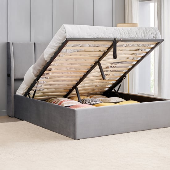 Helios Bravo Aden King Bed with Hydraulic Storage - Grey