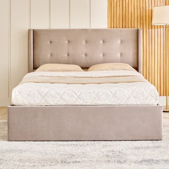 Helios Bravo Betty Queen Bed with Hydraulic Storage - Brown