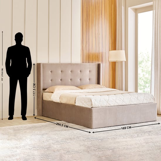 Helios Bravo Betty Queen Bed with Hydraulic Storage - Brown