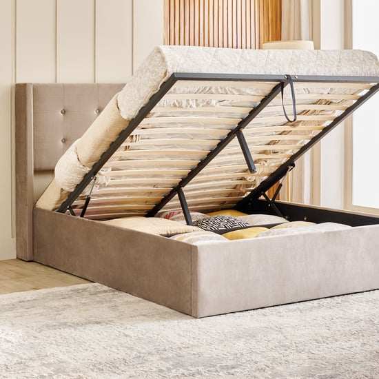 Helios Bravo Betty Queen Bed with Hydraulic Storage - Brown