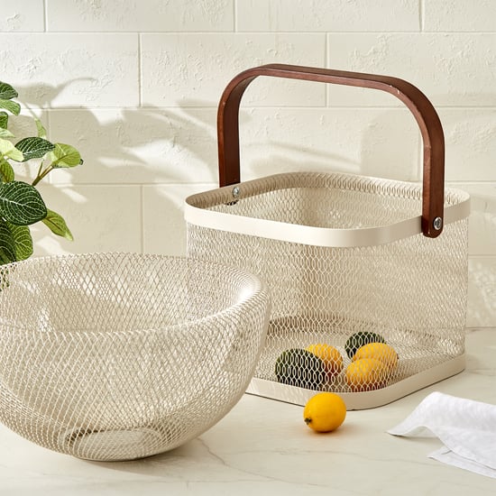 Chefs Pride Allure Metal Basket with Acacia Wood Handle