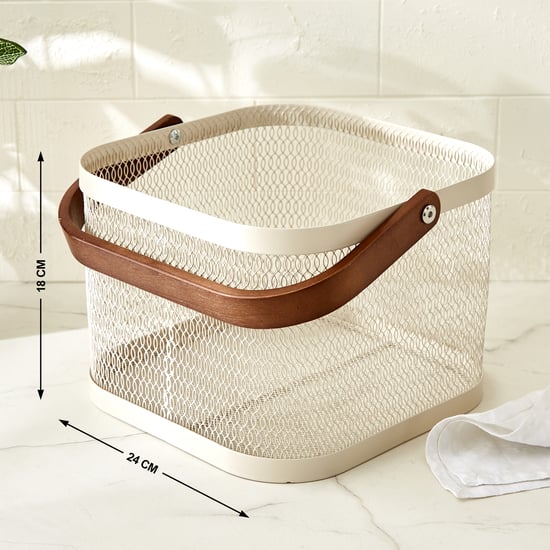 Chefs Pride Allure Metal Basket with Acacia Wood Handle