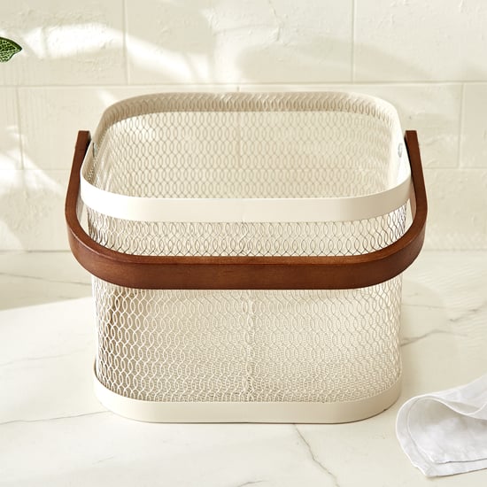 Chefs Pride Allure Metal Basket with Acacia Wood Handle