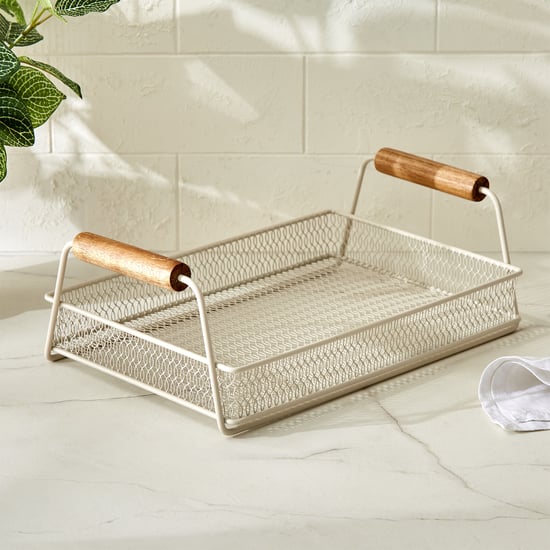 Chefs Pride Allure Metal and Wood Serving Tray - 30x20x10cm