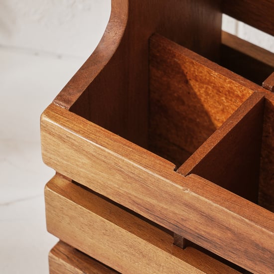 Chefs Pride Jepson Acacia Wood Lazy Susan Cutlery Holder