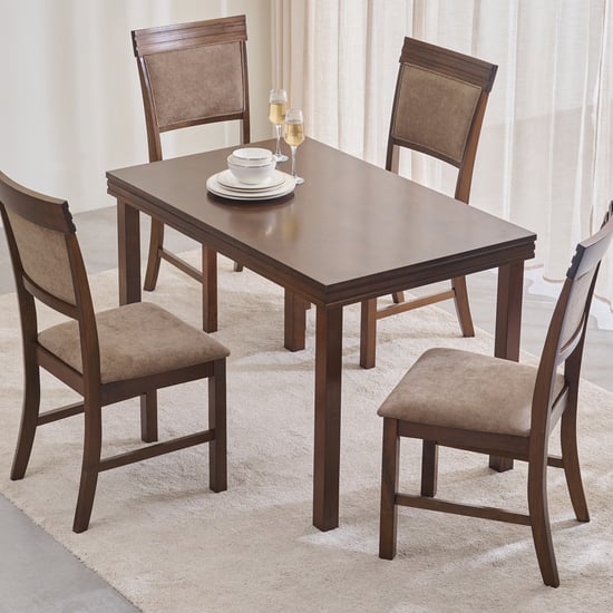 Hercules Solid Wood 4-Seater Dining Set with Chairs - Brown