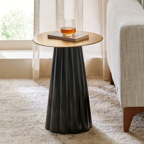 Scallop Metal Top Accent Table - Black