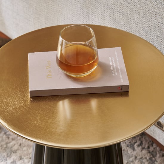 Scallop Metal Top Accent Table - Black