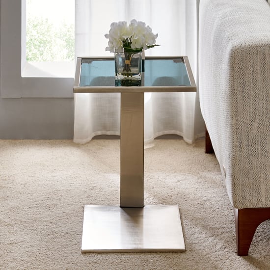 Suzane Glass Top Accent Table - Silver