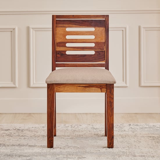 Adana Grand Marble Top 4-Seater Dining Set with Chairs - Brown and White