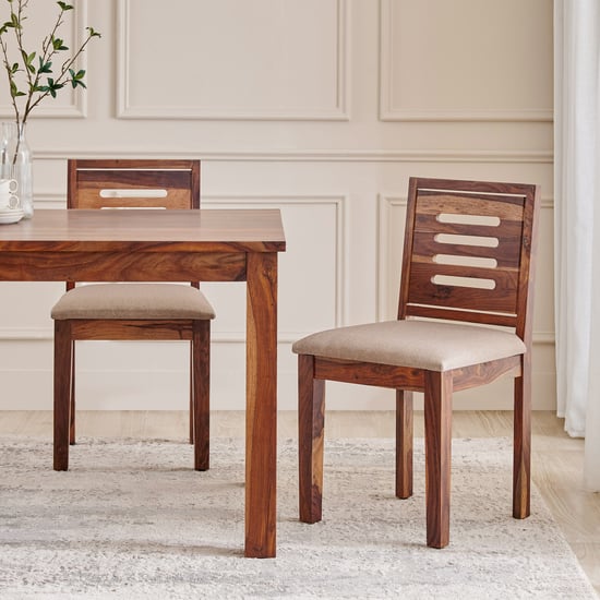 Adana Grand Marble Top 4-Seater Dining Set with Chairs - Brown and White