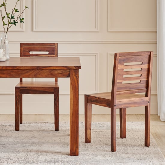 Adana Grand Marble Top 4-Seater Dining Set with Chairs - Brown and White
