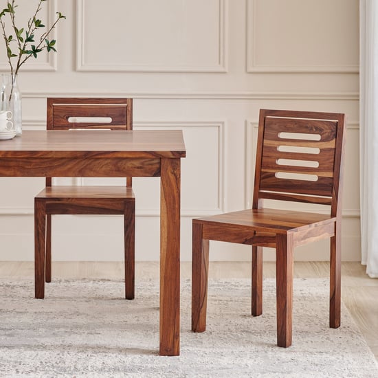 Adana Grand Marble Top 4-Seater Dining Set with Chairs - Brown and White