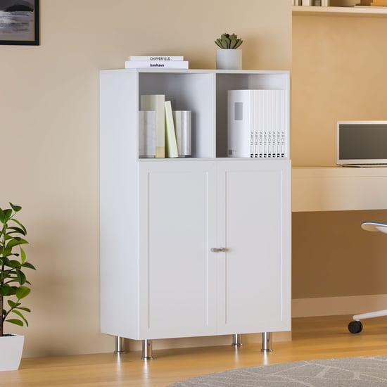 Helios Soho 2-Door Book Cabinet with Legs - White