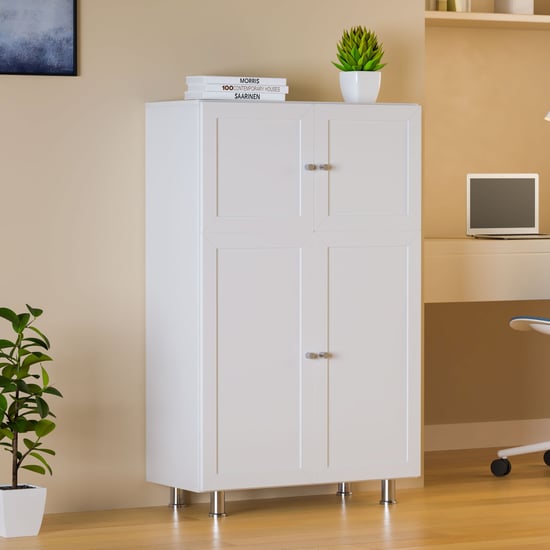 Helios Soho 4-Door Book Cabinet with Legs - White