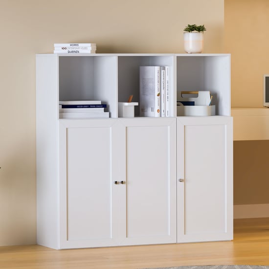 Helios Soho 3-Door Book Cabinet - White