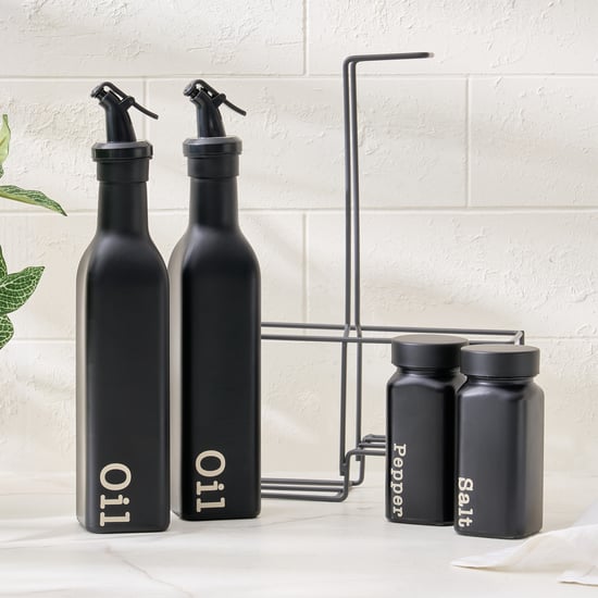 Spinel Onyx Set of 5 Glass Cruet Set