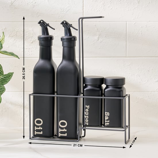 Spinel Onyx Set of 5 Glass Cruet Set