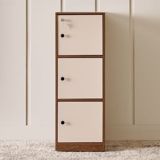 Addison 3-Tier Book Cabinet with Shutters - Brown