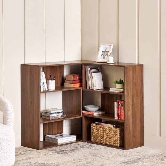 Addison 3-Tier Corner Open Book Shelf - Brown