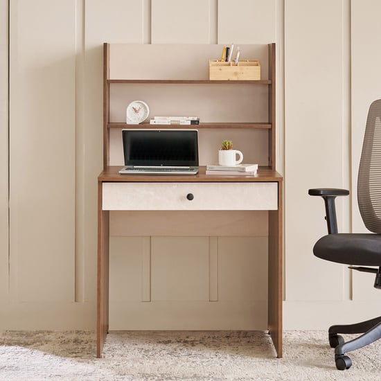 Addison Compact Study Desk with Hutch - Brown