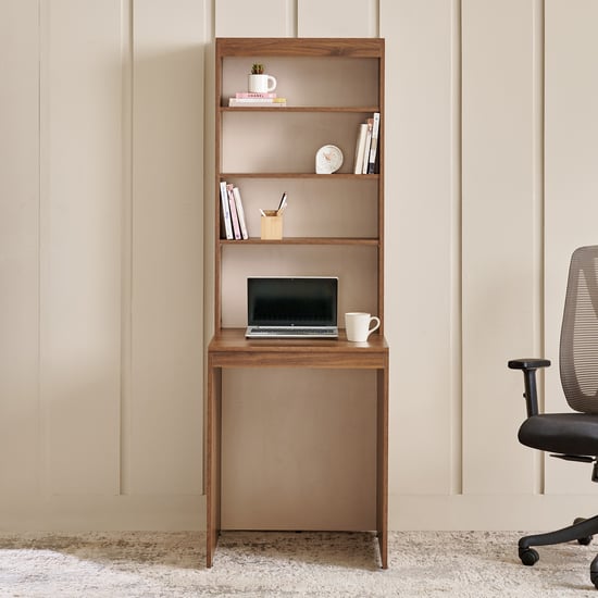 Addison Compact Study Desk with Hutch - Brown