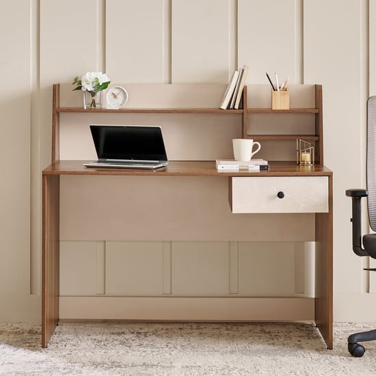 Addison Study Desk with Hutch - Brown