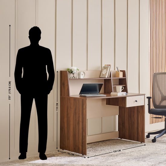 Addison Study Desk with Hutch - Brown