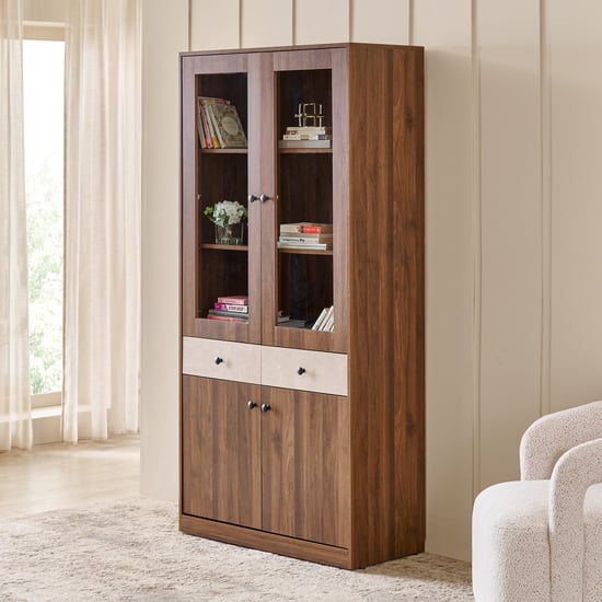 Addison 4-Door Book Cabinet with Drawers - Brown