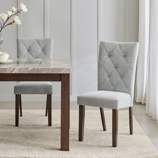 Harmony Sia Faux Marble Top 6-Seater Dining Set with Chairs - Grey