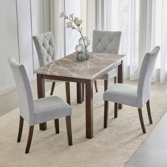 Harmony Sia Faux Marble Top 4-Seater Dining Set with Chairs - Grey