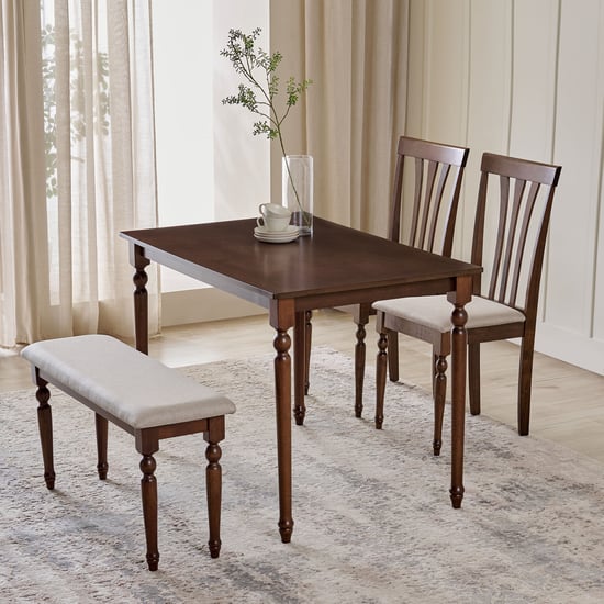 Helios Franklin 4-Seater Dining Set with Chairs and Bench - Walnut