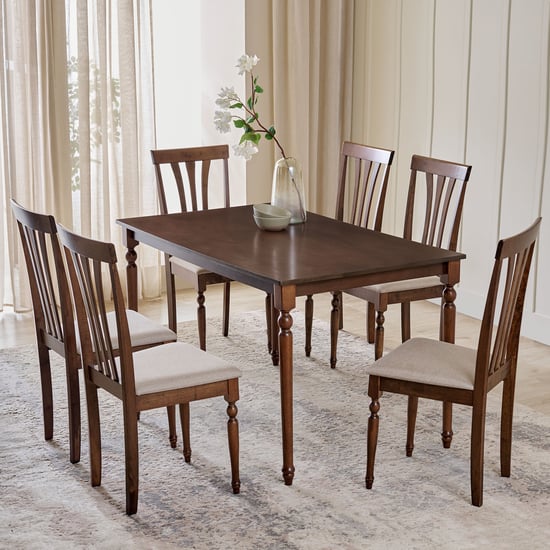 Helios Franklin 6-Seater Dining Set with Chairs - Walnut