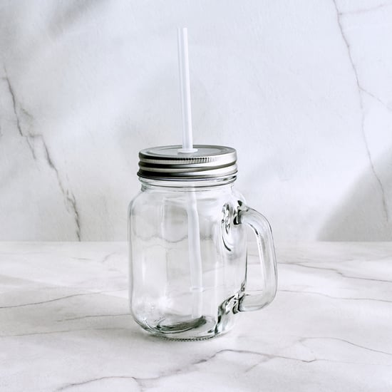 Marley Cuba Set of 4 Glass Mason Jar with Straw - 450ml