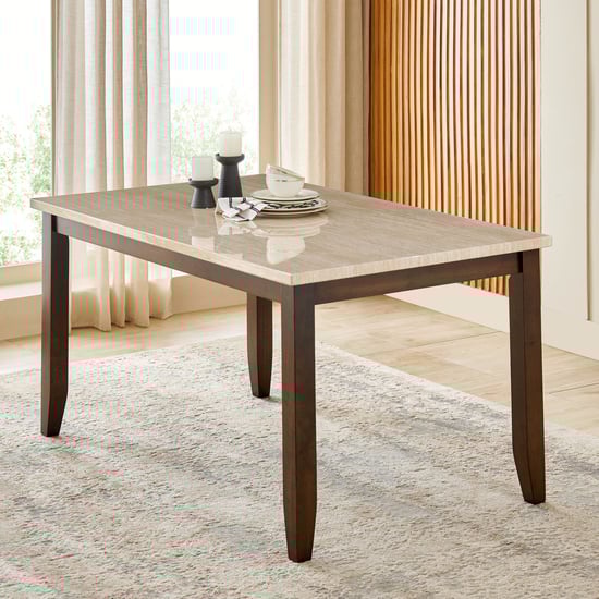 Helios Casper Faux Marble Top 6-Seater Dining Table - Beige
