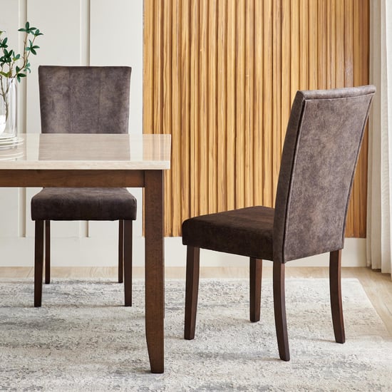 Helios Casper Set of 2 Fabric Dining Chairs - Brown