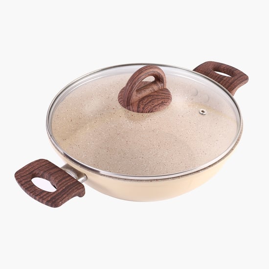 WONDERCHEF Duralife Die-Cast Aluminium Kadhai with Lid - 2.5L