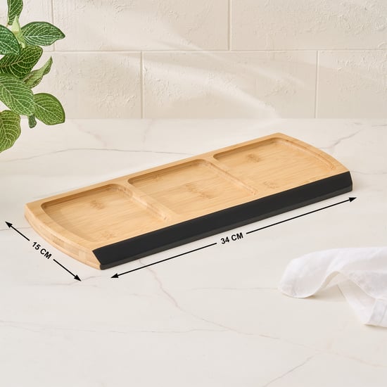 Spinel Ghana Bamboo Partitioned Serving Platter - 34x15cm