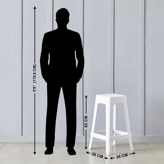 Azorte Polypropylene Stool - White