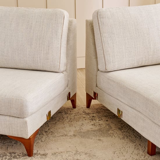 Quebec Fabric 3-Seater Sofa with Right Chaise - Beige