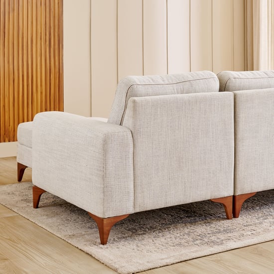 Quebec Fabric 3-Seater Sofa with Right Chaise - Beige