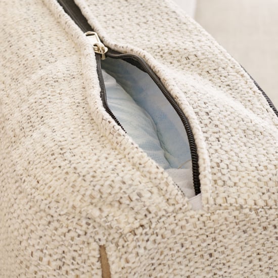 Quebec Fabric 3-Seater Sofa with Right Chaise - Beige