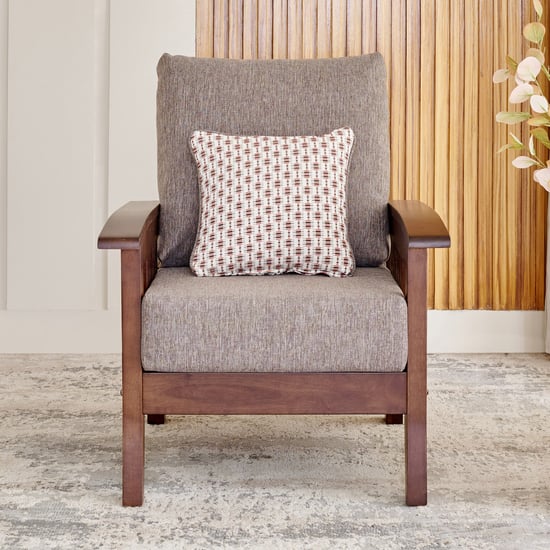 Abby Fabric 1-Seater Sofa with Cushion - Brown